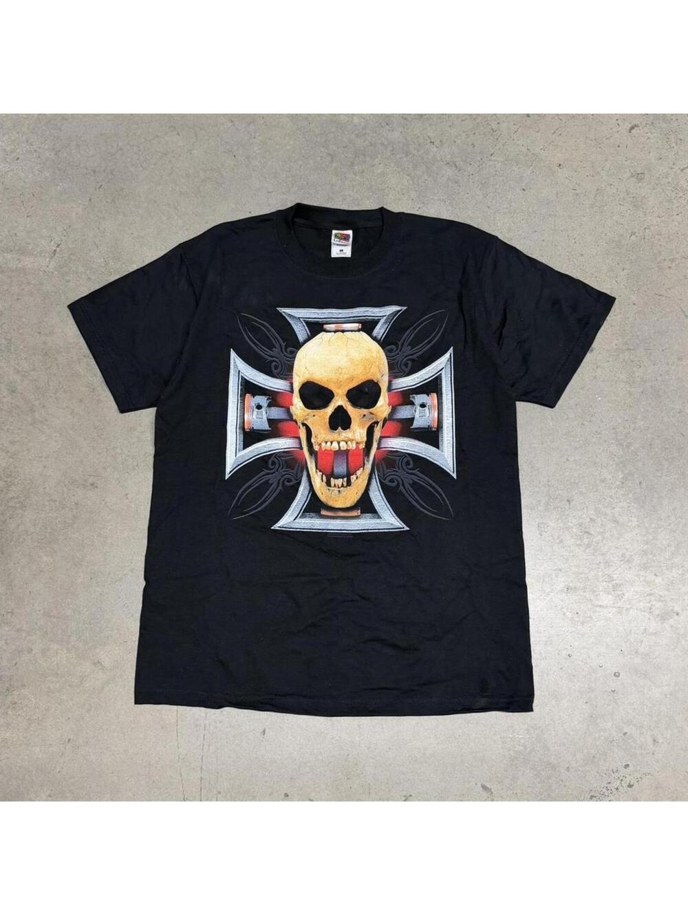 West Coast Choppers Men's Black and Silver Tshirt
